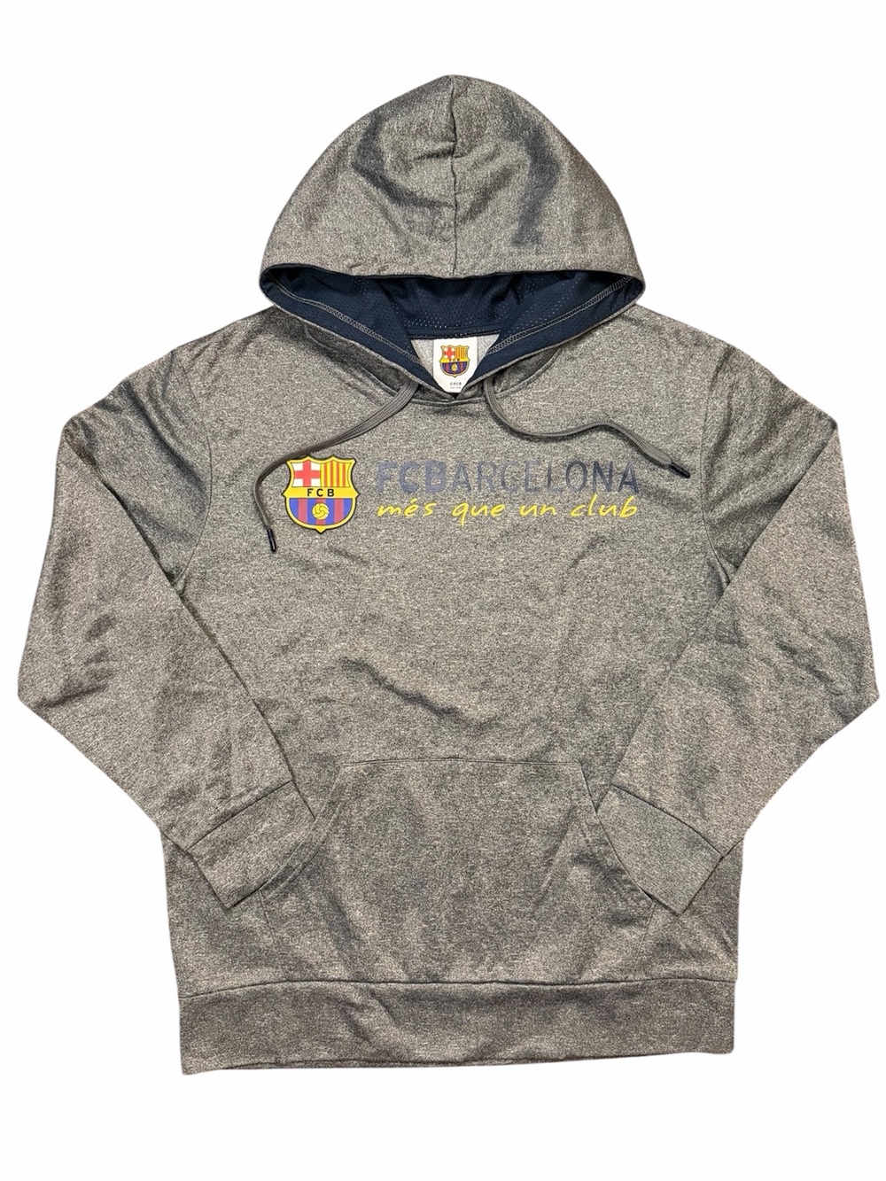 FC Barcelona Men's Heather Gray Pullover Hoodie Futbol Soccer Sz. M